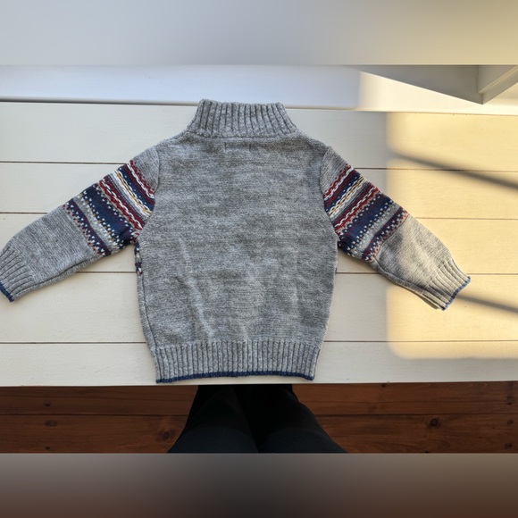 Cat & Jack Kid’s Gray Multicolor Crewneck Sweater - Picture 3 of 3